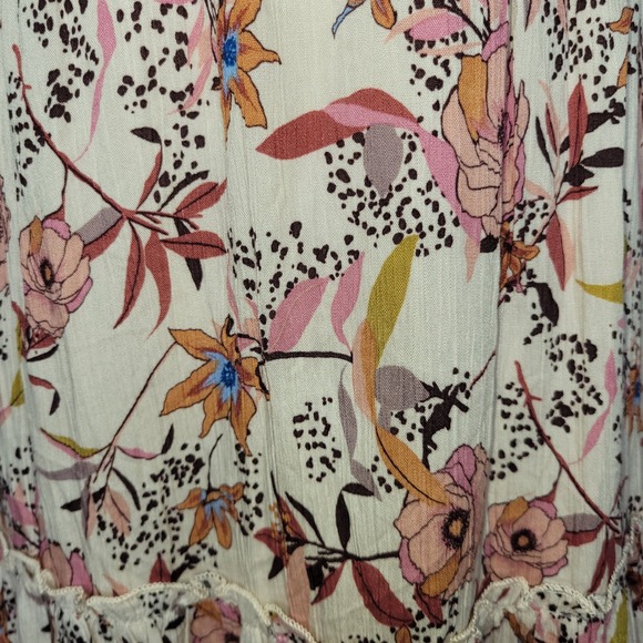 Altar'd State Boho Floral Tie Front, Tiered Mini Dress - Picture 4 of 7